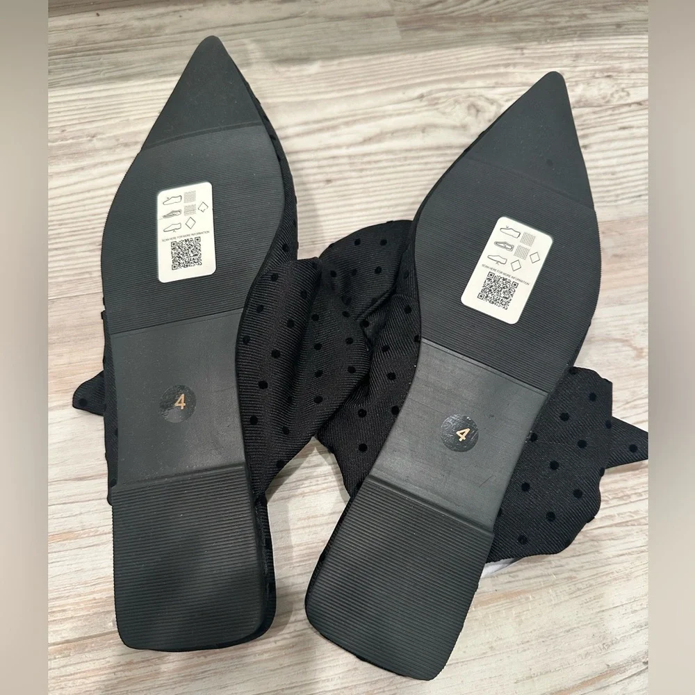 ASOS Women’s Bow Detail Mules - Black Polka Dot Size 6 - Picture 5 of 6